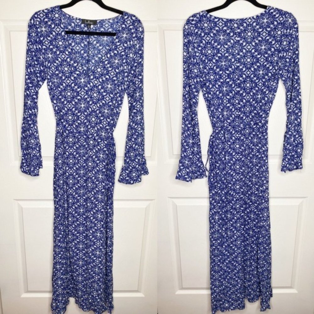 Lulus Mandala Daydream Blue Print Maxi Dress Size Small - Picture 4 of 13